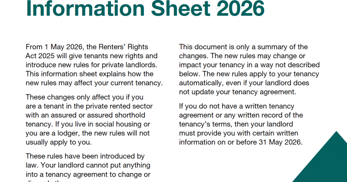 Understanding the Renters Rights Act Tenant Information Sheet | Welcome ...